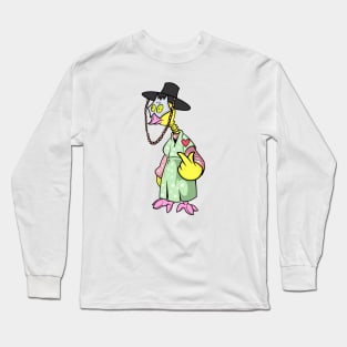 Cute korean traditional styled chicken cartoon figure illustration Long Sleeve T-Shirt